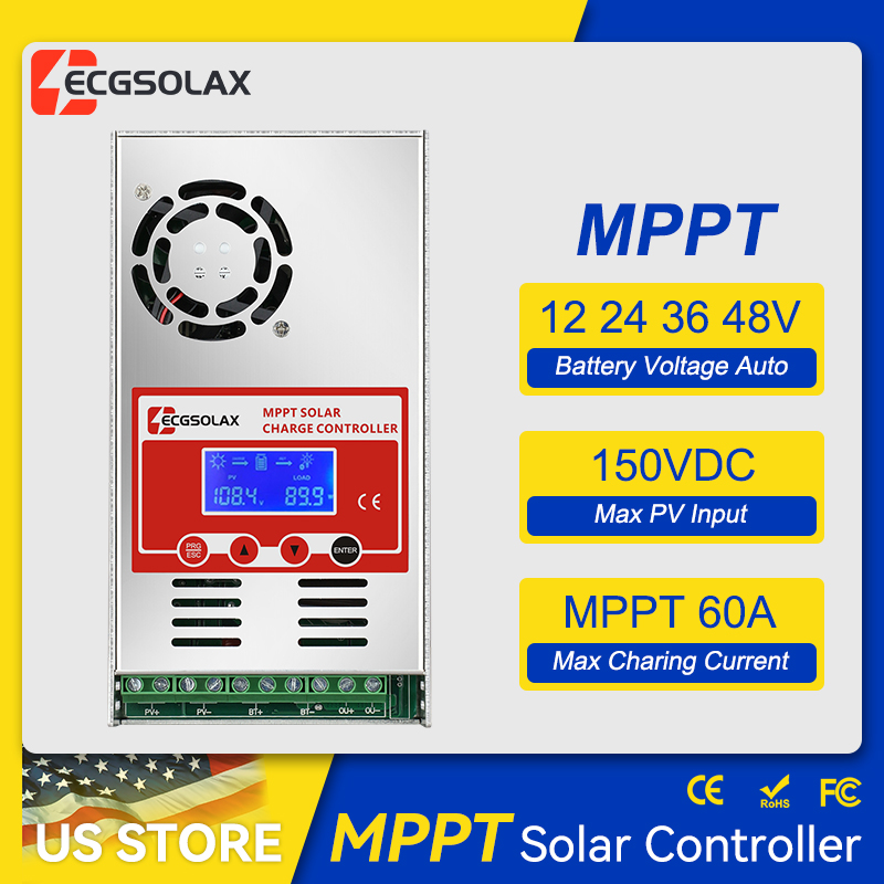 Drone Solar Charger - ตัวควบคุมการชาร์จพลังงานแสงอาทิตย์ ECGSOLAX 60A MPPT ตัวควบคุมการชาร์จแบตเตอรี่ 12V