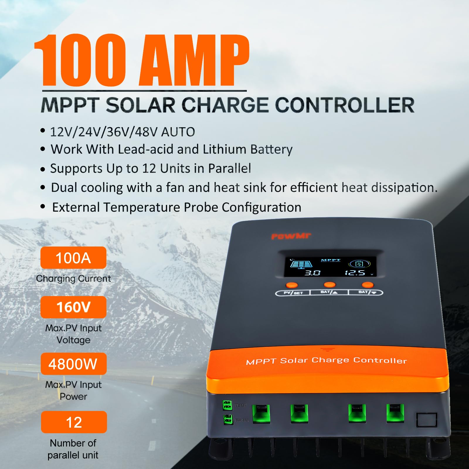 PowMr 100A MPPT ตัวควบคุมการชา - Drone Solar Charger บทวิจารณ์และราคา